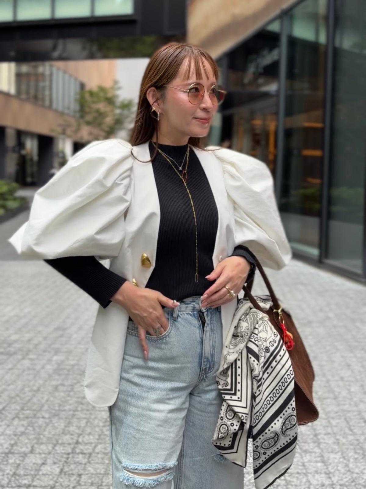 [予約] scallop volume sleeve jacket / off white (11月下旬発送予定)
