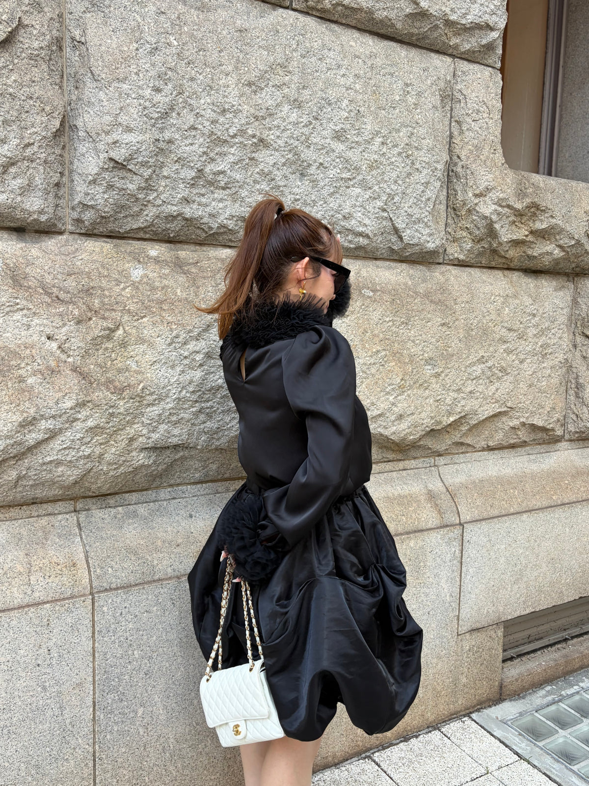 [予約] tulle frill blouse / black (11月下旬発送予定)
