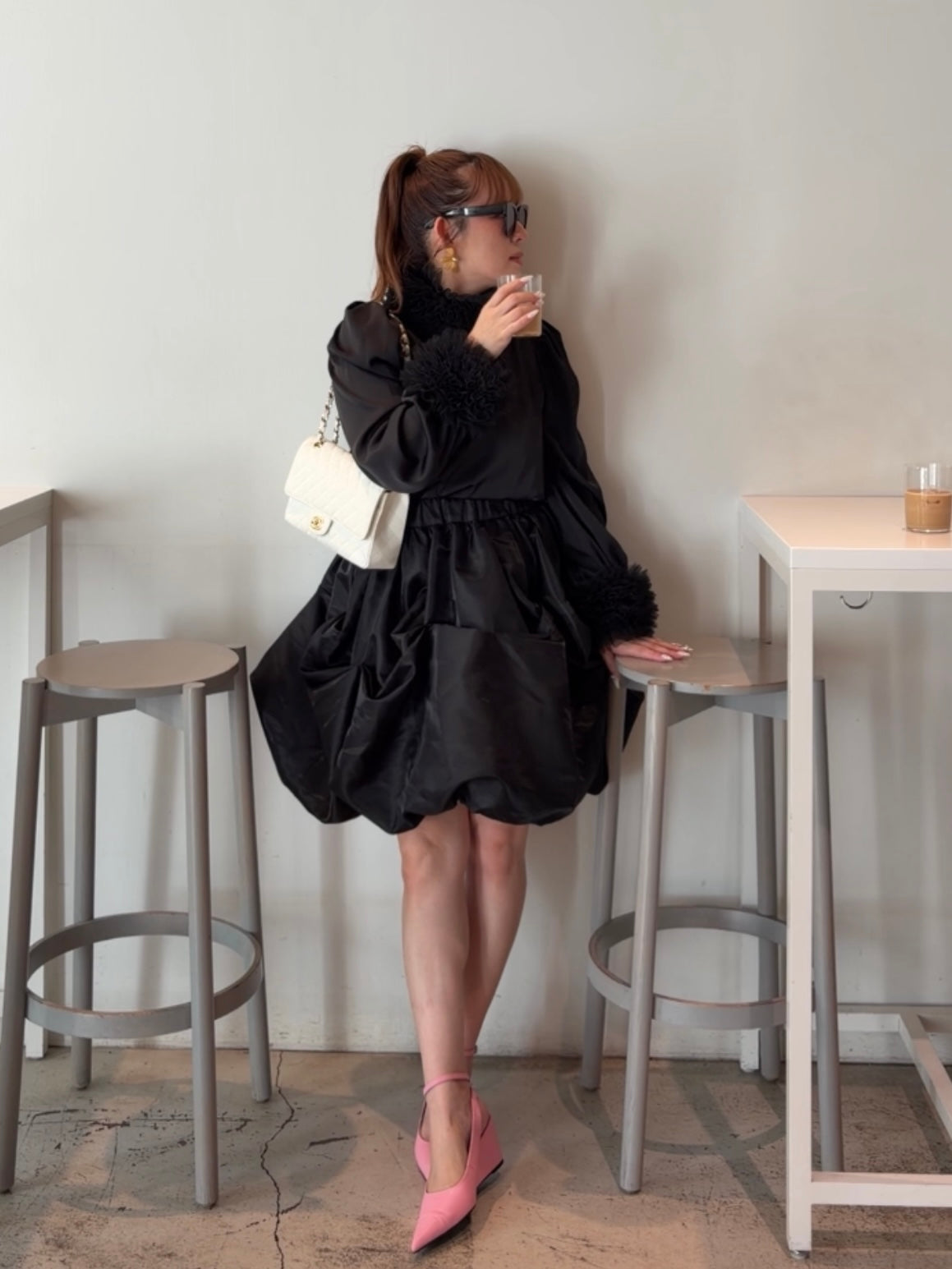 [予約] tulle frill blouse / black (11月下旬発送予定)