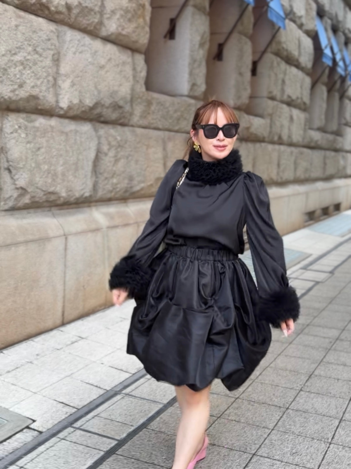 [予約] tulle frill blouse / black (11月下旬発送予定)