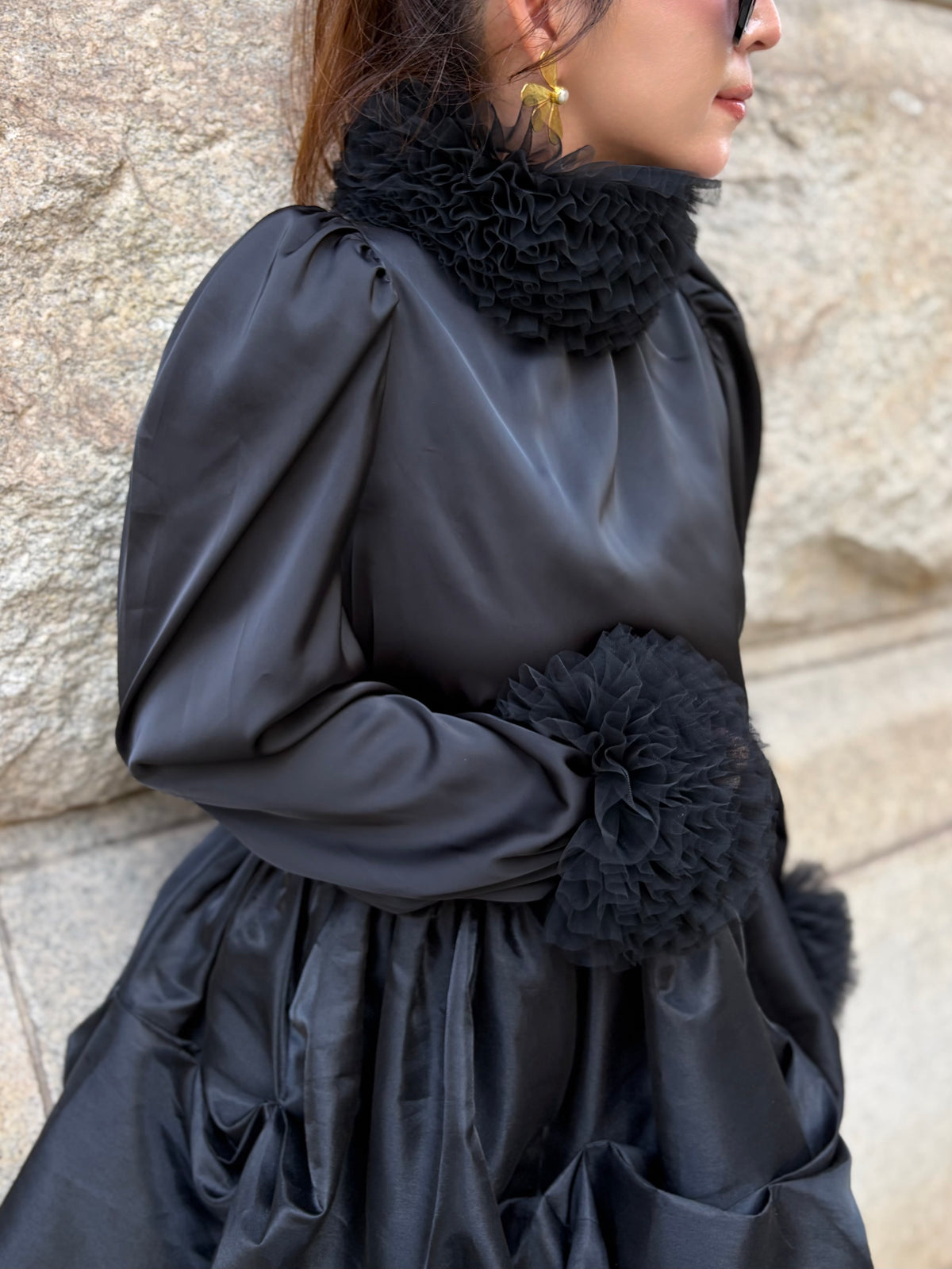 [予約] tulle frill blouse / black (11月下旬発送予定)