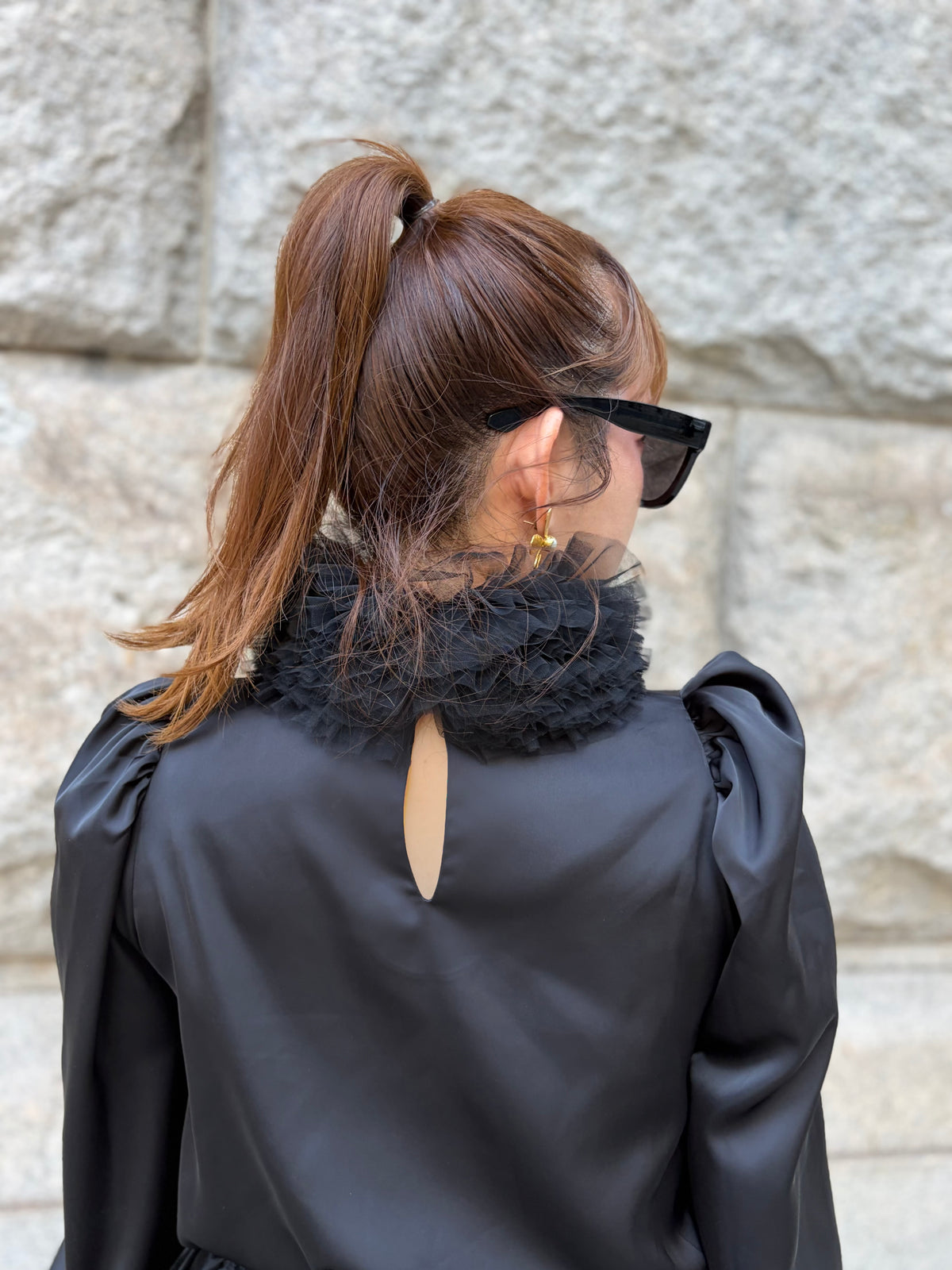 [予約] tulle frill blouse / black (11月下旬発送予定)