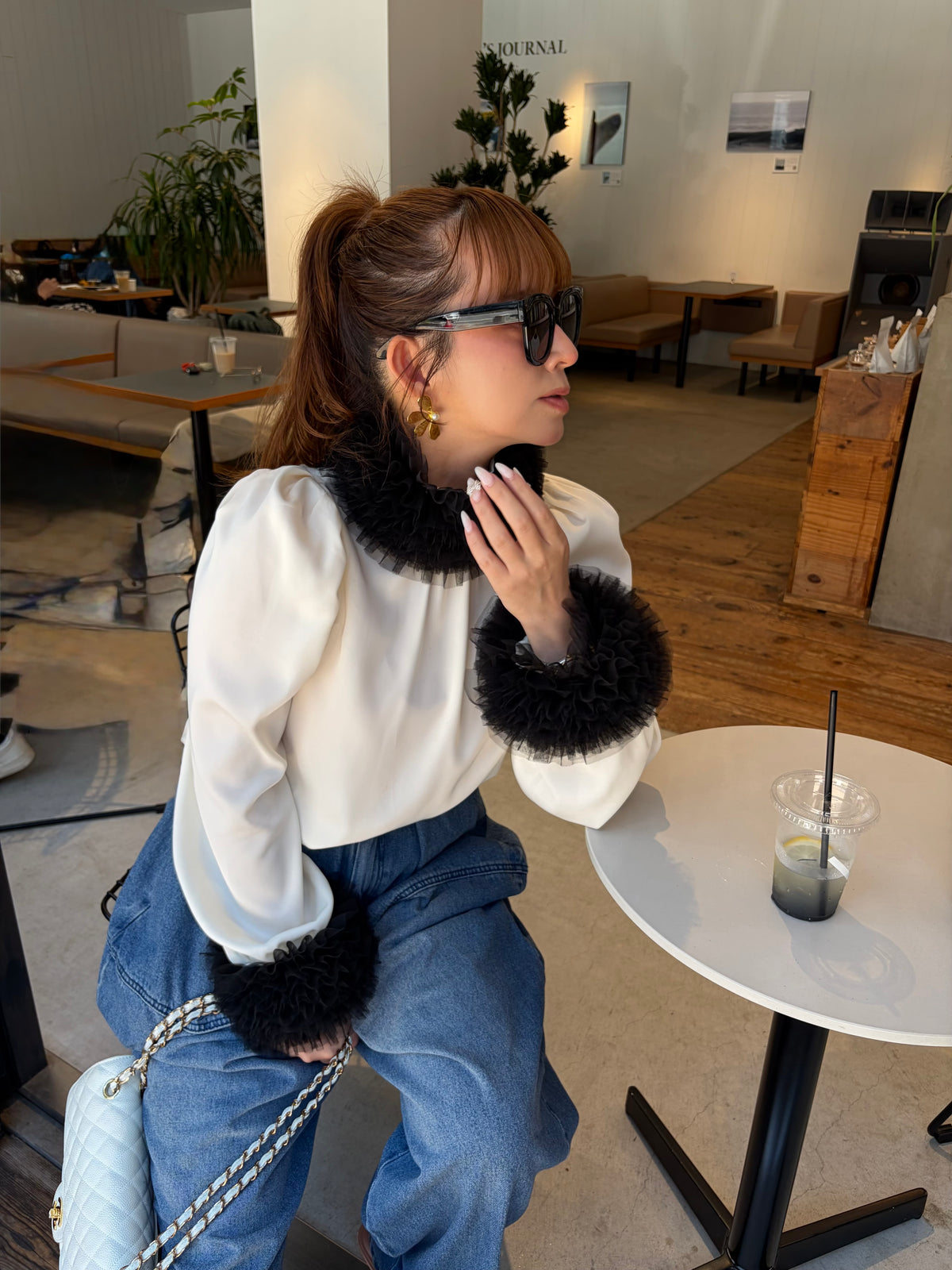[予約] tulle frill blouse / off white (11月下旬発送予定)