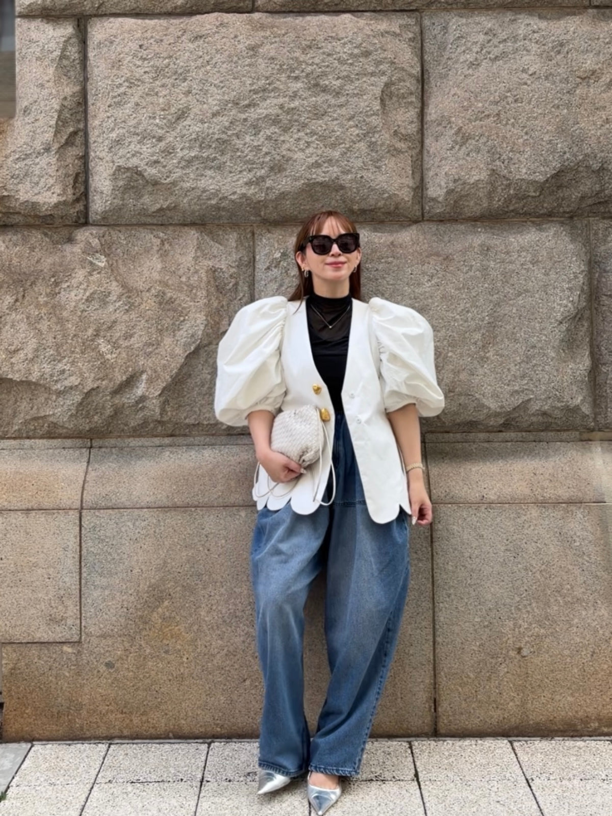 [予約] scallop volume sleeve jacket / off white (11月下旬発送予定)