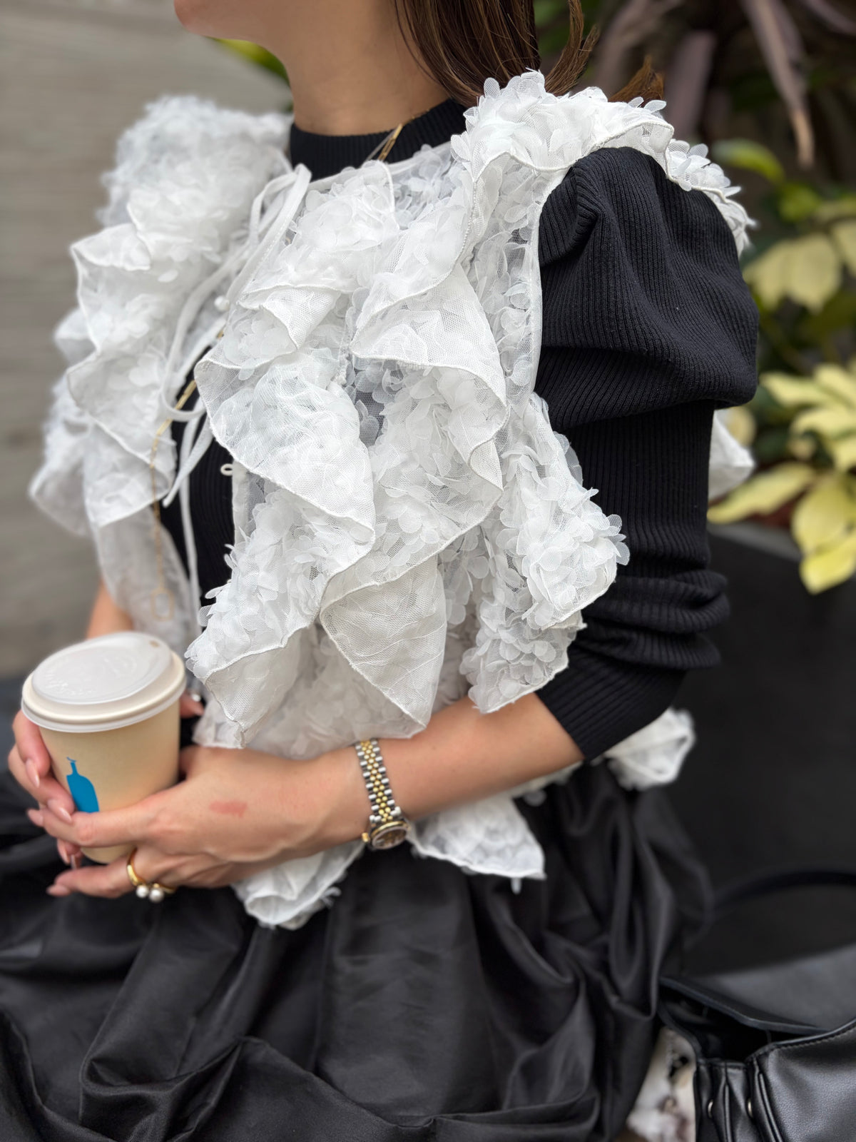 [予約] tulle gilet top / off white (11月下旬発送予定)